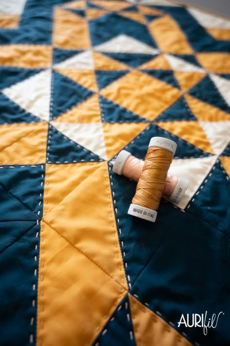 close up of perfect hand quilting using Aurifil 8wt thread. Hand Stitched Quilt Patterns, Hand Quilting Ideas, Quilt Top Stitching Patterns, Quilting Aesthetic, Hand Quilting For Beginners, Solid Color Quilts, Hand Quilting Designs, Hand Stitched Quilt, Suzy Quilts