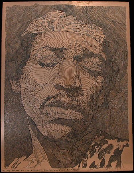 "BLUES" Copper etching Jimi Hendrix | Artist  Guillaume Azoulay Line Etching, Copper Plate Etching, Michael Schofield, Drawing To Draw, Famous Prints, Stained Glass Sculpture, Etching Printmaking, Intaglio Printmaking, Eyvind Earle