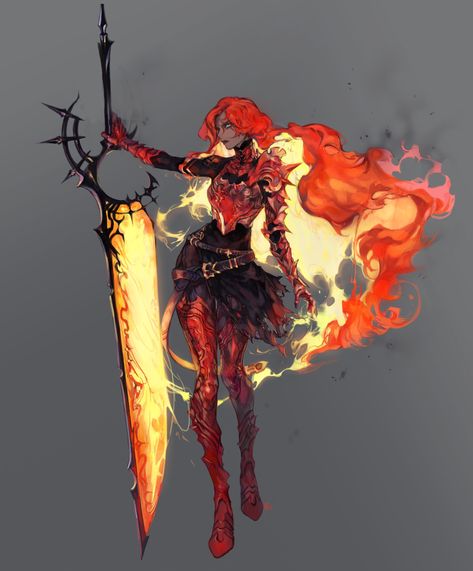 ArtStation - 2020.10 - personal concept Design , IN HWA KIM Fire Dragon Character Design, Fire Mage Art, Mage Female, Fire Knight, Fire Mage, Fire Magic, Dungeons And Dragons Characters, Dungeons And Dragons Homebrew, Fantasy Concept Art