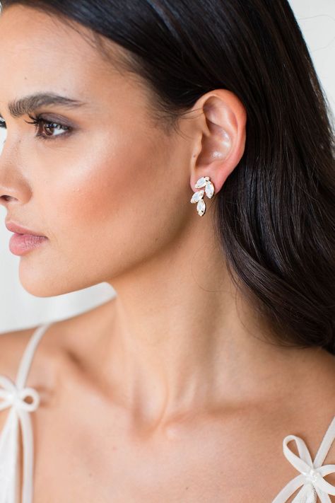 Jewelry - Brides and Hairpins Handmade Sparkling Leaf Cluster Post Earrings Style # ASHTONACC – View Image 1 Swarovski Crystal Drop Earrings, Bridal Wedding Earrings, Bride Earrings, Wedding Bridal Jewellery, Crystal Drop Earrings, Opal Crystal, Davids Bridal, Bridesmaid Earrings, Bridesmaid Jewelry