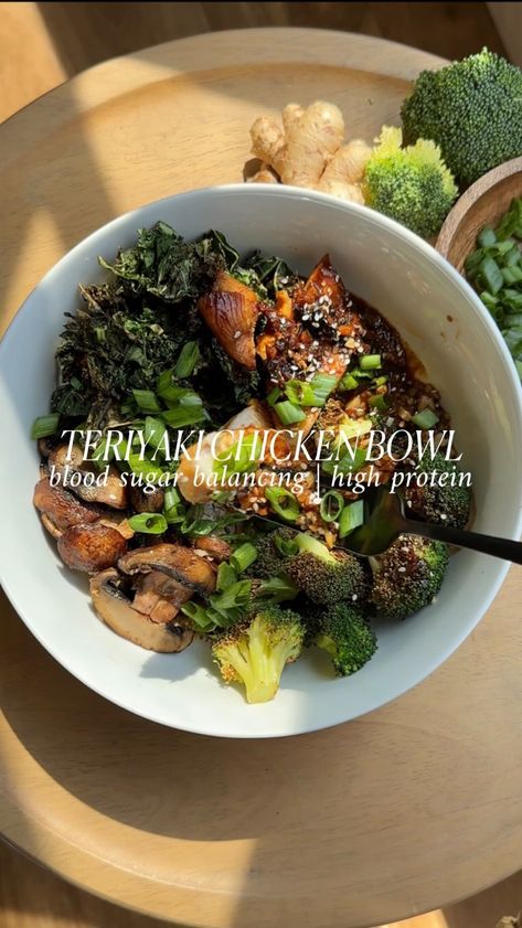 Teriyaki Chicken Bowl blood sugar balancing + high protein + gluten + dairy free The most delicious feel good look good meal, with… | Instagram High Protein Teriyaki Chicken Bowl, Healthy Teriyaki Chicken, Gluten Free Dairy Free Recipes Dinner, Air Fryer Roast, Teriyaki Chicken Bowl, Marinate Chicken, Teriyaki Bowl, Dairy Free Recipes Dinner, Teriyaki Marinade