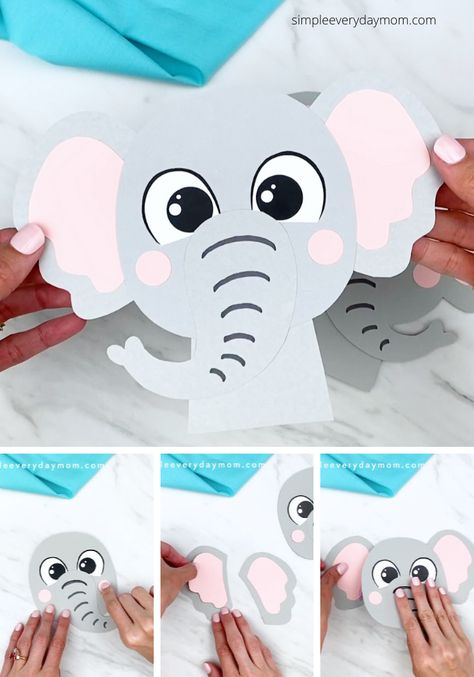 Elephant Craft, 100 Días De Clases, Elephant Template, Zoo Animal Crafts, Flower Wall Decoration, Lion Craft, Elephant Printable, Elephant Crafts, Animal Templates