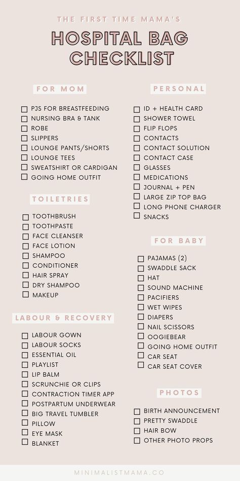 This is the hospital bag checklist that I wish I had! Wondering what the essentials are for your hospital bag, and the must-haves that will make your stay easier and more comfortable? This free printable hospital bag packing list explains exactly what you need (mom to be) as well as what to pack for baby. Birthing Bag Checklist, Mom Delivery Bag, Birth Essentials Hospital Bag, Hospital List For Delivery, Must Have Hospital Bag New Moms, Mama Bag For Hospital, Labour Bag Checklist, Hospital Checklist For Baby, Hospital List For Mom To Be