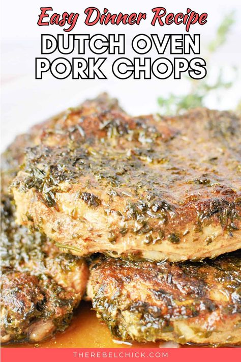 Dutch Oven Pork Chops, One Pot Dinner Recipes, Dutch Oven Pork, Braised Pork Chops, Oven Pork Chops, Slow Cooker Pasta Recipes, Tender Pork Chops, Cooking Pork Chops, Easy Pork Chop Recipes