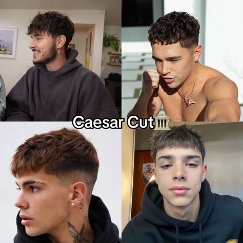 Caesar cut men’s haircut Boy Hair Color Ideas, Boy Hair Color, Caesar Cut Men, Taper Fade Short Hair, S Haircut, Caesar Haircut, Men With Beards, Haircut Names For Men, Hair Cut Guide