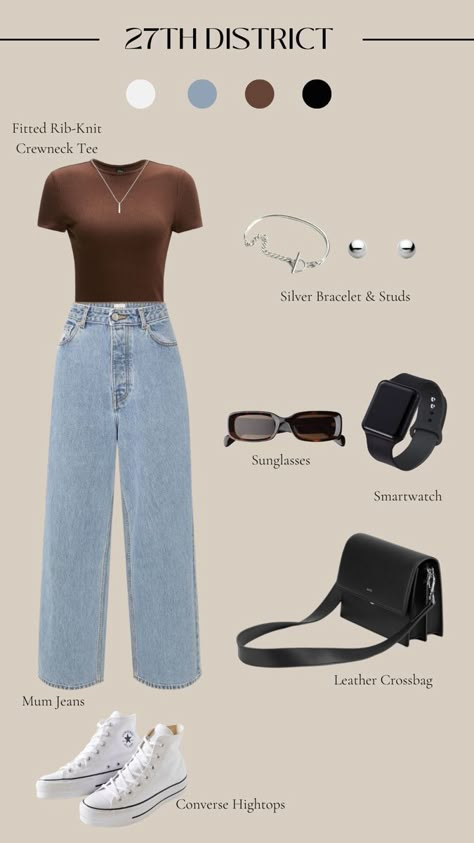 Mum Jeans Outfit Summer, Birthday Looks Outfit Casual Jeans, Styling Mum Jeans, Weekend In La Outfits, Blue Loose Jeans Outfit, Styling Blue Jeans Outfit Ideas, Faculty Outfits, Shein Jeans Outfit, Jeans With Converse Outfits