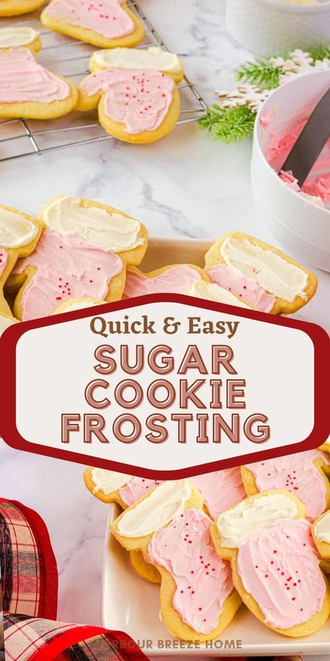 Learn how to make sugar cookie frosting quickly and easily - without a recipe! With just a few simple ingredients and tips, you can become your own master chef and have frosting that spreads easily - and tastes amazing! - in just a few minutes. Diy Sugar Cookie Icing, Easy Cookie Frosting Recipe, Quick Easy Sugar Cookies, Frosting For Sugar Cookies, Easy Frosting Recipe, Easy Sugar Cookie Frosting, Recipe For Sugar Cookies, Diy Sugar Cookies, Easy Icing Recipe