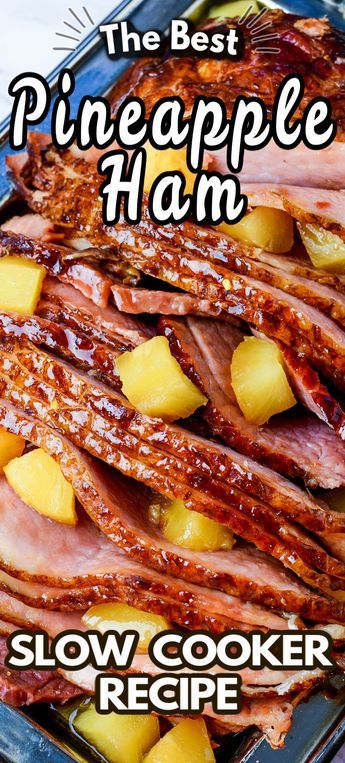 Slow Cooker Ham is a classic and iconic meal, yet this is THE BEST variation on this recipe. Here is my go-to for the best SLOW COOKER BROWN SUGAR PINEAPPLE HAM ever, easy to make with just 5 ingredients - and so delicious! #slowcookerham #hamrecipe #slowcooker #pineappleham #slowcookerpineappleham #holidayham #easyrecipe #hamdinner #slowcookerrecipe How To Cook A Ham With Pineapple, Crockpot Ham And Pineapple Recipes, Ham And Pineapple Crockpot, Slow Cooker Recipes Thanksgiving, Brown Sugar Pineapple Ham Crock Pots, Thanksgiving Recipes Slow Cooker, Ham Recipes Pineapple, Slow Cooker Thanksgiving Recipes, Crockpot Brown Sugar Pineapple Ham