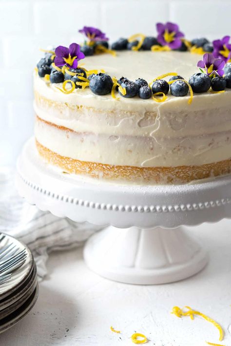 Lemon Blueberry Cake - El Mundo Eats Blueberry Orange Cake, Lemon Blueberry Wedding Cake, Best Lemon Blueberry Cake, Lemon And Blueberry Cake, Lemon Yogurt Cake Recipe, Blueberry Lemon Cake Recipe, Blueberry Wedding, Lemon Yogurt Cake, Lemon Blueberry Cake