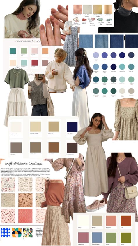 Soft Autumn Outfits, Soft Autumn Makeup, Soft Autumn Colors, Autumn Color Palette Fashion, Soft Autumn Palette, Muted Autumn, Soft Autumn Color Palette, Capsule Wardrobe Women, Color Seasons