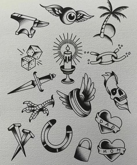 Small Traditional Tattoo, Traditional Tattoo Stencils, Traditional Tattoo Drawings, Tato Tradisional, Traditional Black Tattoo, Traditional Tattoo Flash Art, Vintage Style Tattoos, Traditional Tattoo Old School, Petit Tattoo