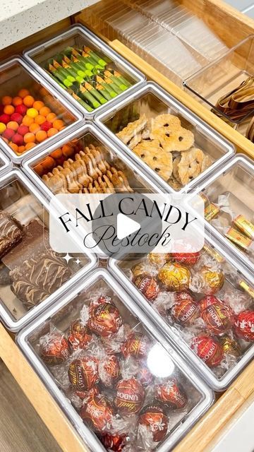 Michelle Hansen on Instagram: "These are becoming some of my favorite videos to do! This Fall candy restock in my candy drawer is so fun and it really makes it feel like Fall around here. 🍂  #candydrawer #candyrestock #kitchenrestock #restock #asmr #kitchenorganization #pantryorganization #target #thecontainerstore #thehomeedit" Candy Drawer Organization, Candy Restock, Candy Drawer, Fall Candy, The Home Edit, Container Store, Pantry Organization, Feel Like, Drawers