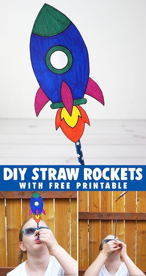 DIY Straw Rockets with Free Printable (everything found at Michaels!) #GetCraftyWithElmers #Pmedia #ad Build Your Own Rocket, Straw Rockets, Paper Rocket, Rocket Template, Straw Rocket, Paper Rockets, Rocket Craft, Space Activities For Kids, Space Crafts For Kids