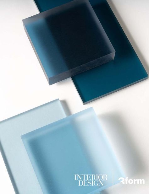 3form introduces the 2022 Color Collection, a palette of nine desaturated hues inspired by the California coastline. Applicable on 3form’s translucent materials: Varia, Chroma, Koda, and Glass. #translucentmaterials #3form #architecturalresin Blue Glass Texture, Transparency Art, Material Studies, Translucent Material, California Coastline, Material Board, Translucent Glass, Laminated Glass, Baby Blue Colour