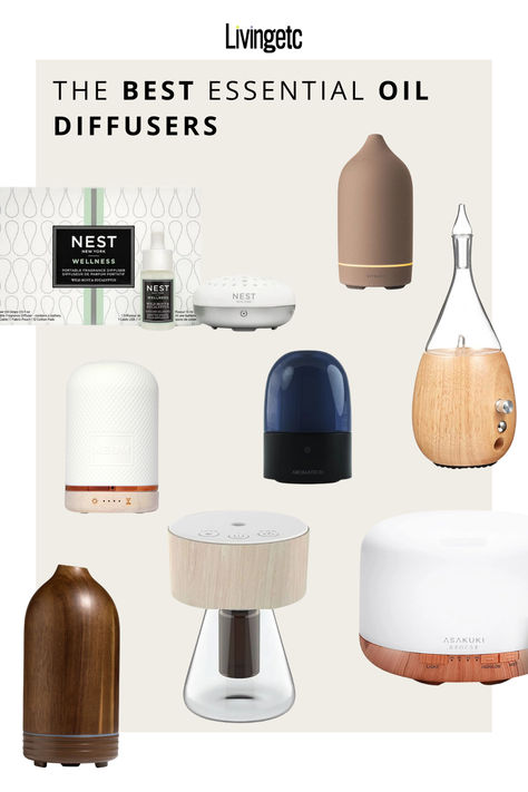 Enjoy the benefits of a peace-aiding house with our selection of the best essential oil diffuser must-haves, chosen for long-lasting scents and aesthetics.  *Aff links Best Diffusers For Essential Oils, Aesthetic Oil Diffuser, Beautiful Diffusers, Diffuser Aesthetic, Best Oil Diffuser, Best Diffuser, Best Essential Oil Diffuser, Best Home Fragrance, Essential Oils Diffuser