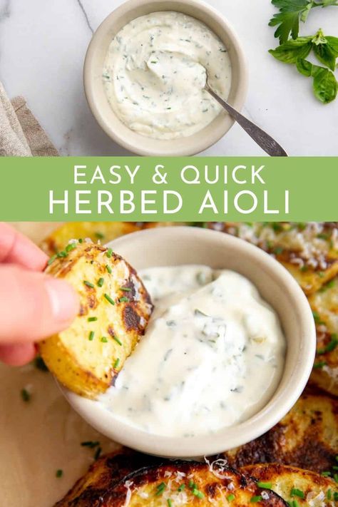 Herbed Aioli Recipe, Herb Aoli Recipe, Garlic Herb Aioli, Herb Aioli Recipe, Herb Aioli, Vegetarian Meals Easy, Herbal Living, Aioli Sauce, Creamy Salad Dressing