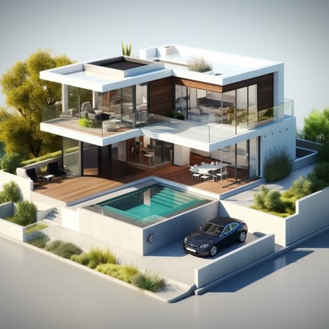 Free Photo | 3d rendering of isometric house model 3d Rendering Architecture, Scale Model House, House 3 Floors, Architectural Concepts, 3d House, Isometric House, Architecture Portfolio Design, 3d Architecture, House Arch Design