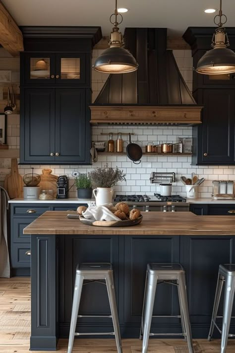 Black And Copper Kitchen, Scotland Cottage, Moody Kitchen, Outdated Kitchen, Modern Primitive, Cottage Interior Design, Inviting Kitchen, Kitchen Accesories, Dream Farmhouse