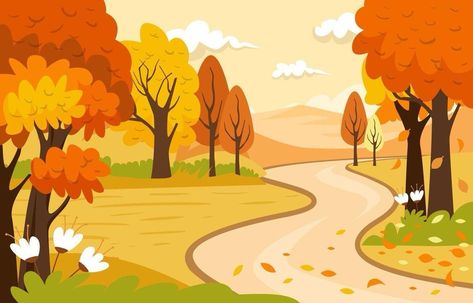 Fall Background Wallpaper, Children's Book Layout, Background Cartoon, Forest Scenery, Cute Calendar, Autumn Illustration, Scenery Background, Fall Background, Art Friend