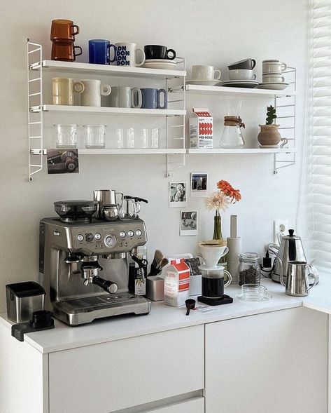 Coffee Corner Kitchen, Home Coffee Stations, Home Coffee Bar, Coffee Bar Home, Coffee Corner, Bar Home, Home Coffee, Home Cafe, Coffee Station