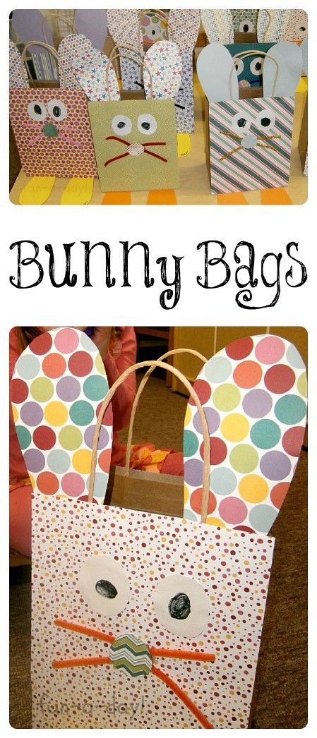 Easter bunny bags Preschool Easter, Easter Crafts For Adults, Fun Easter Crafts, Easter Preschool, Easter Bags, Easy Easter Crafts, Easter Theme, Bunny Bags, Easter Art