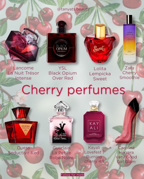 Cherry Scented Perfume, Cherry Perfume Fragrance, Black Cherry Perfume, Cherry Vanilla Perfume, Cherry Parfum, Femme Fatale Perfume, Red Perfumes, How To Smell Sweet, Lovefest Burning Cherry