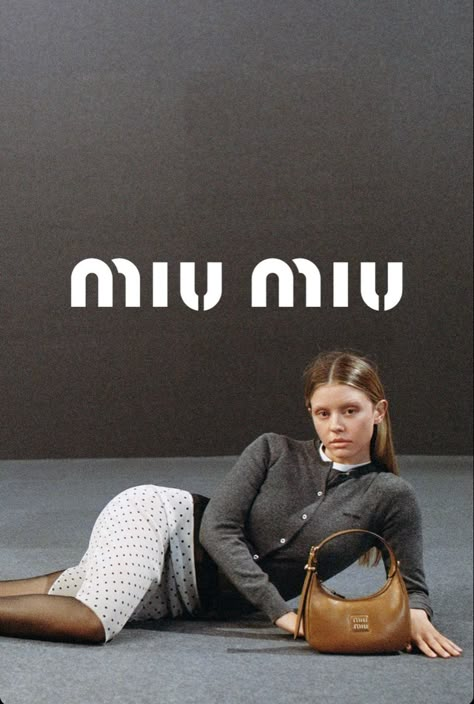 Old Miu Miu Campaign, Miu Miu Advertising, Editorial Bag Shoot, Miu Miu Poster, Mia Goth Miu Miu, Mac Campaign, Miu Miu Photoshoot, Miu Miu Ad, Miu Miu Campaign