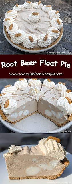 Rootbeer Float Freezer Pie, Root Beer Float Desserts, Root Beer Pie Pioneer Woman, Root Beer Desserts, Root Beer Pie Recipe, Root Beer Pie, Root Beer Float Pie, Beer Dessert, Coconut Cream Pie Recipes