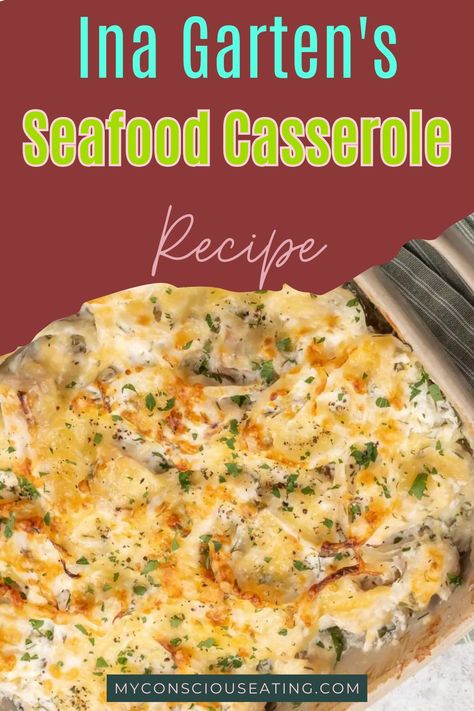 Seafood casserole on a serving plate Blend Of The Bayou Casserole, Easy Seafood Casserole, Ina Garten Seafood Recipes, Best Seafood Casserole Recipes, Seafood Casserole With Ritz Crackers, Seafood Dinner Sides, Seafood Casserole Recipes Main Courses, Make Ahead Seafood Dishes, Elegant Seafood Dinner