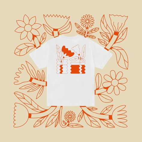 Picked some flowers for a t-shirt 🧡 I made a t-shirt in collaboration with @everpresshq 🌼 It is now available for 18 days, find it via link in my bio 🧡 . . . #flower #flowerillustration #flowertshirt #tshirt #flowerdrawing #flowers #digitalillustration #floralillustration T Shirt Pattern Design, Illustrated Tshirt, Collaboration Illustration, Flower Shirt Design, Printed Shirt Outfit, Minimal Shirt Design, Sneakers Illustration, T Shirt Illustration, Tshirt Drawing