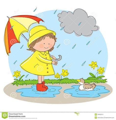 Spring Season Royalty Free Stock Images - Image: 16833319 Rainy Season Pictures, Rainy Season Clothes, Rainy Season Essay, Summer Season Images, Summer Season Drawing, Kids Ruffle Dress, Rainy Day Drawing, Rainy Day Pictures, Drawing Pictures For Kids