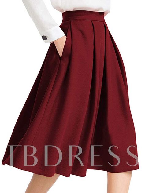 Pleated High Waist Pocket Expansion Women's Skirt High Waisted A Line Skirt, Red Pleated Skirt, Prom Skirt, Midi Skirt With Pockets, Full Midi Skirt, Pleated Skirts, Party Skirt, Chic Casual, Skirts For Women