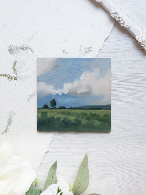 Tiny Landscape in Gold Frame, Cozy Apartment Wall Art - Etsy Poland Tiny Landscape Painting, Tiny Landscape, Apartment Wall Art, Pastel Landscape, Cozy Apartment, Nature Indoors, Oil Painting Landscape, Gold Frame, Etsy Wall Art