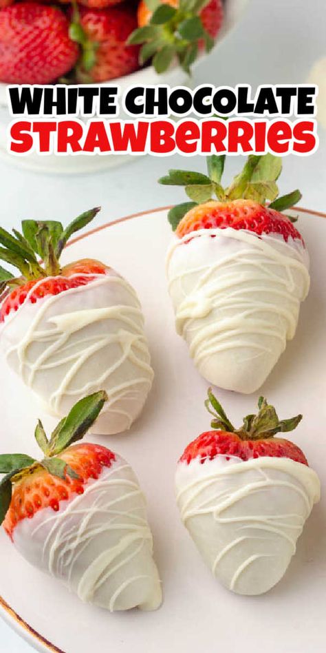 Strawberry Dipped In White Chocolate, How To Make White Chocolate Strawberries, Milk Chocolate Dipped Strawberries, Vanilla Covered Strawberries, White Out Party Food, Chocolate Covered Strawberries Recipes, White Color Party Basket Ideas, Strawberries Dipped In White Chocolate, White Chocolate Dip