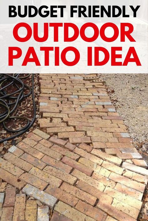 Easy Brick Patio Diy, Brick Patio Ideas On A Budget, Dirt Backyard Makeover On A Budget, Easy Patio Ideas On A Budget, Cheap Backyard Patio, Laying A Patio, Comfortable Outdoor Furniture, Colorful Cushions, Cement Patio