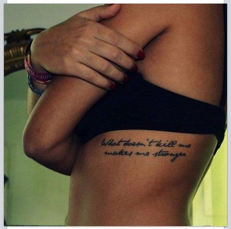 Rib Tattoo Script, Rib Tattoos For Women Quotes, Small White Tattoos, Rib Tattoo Quotes, Mini Tats, Strong Tattoos, Rib Tattoos For Women, Tattoo Placements, Small Girly Tattoos