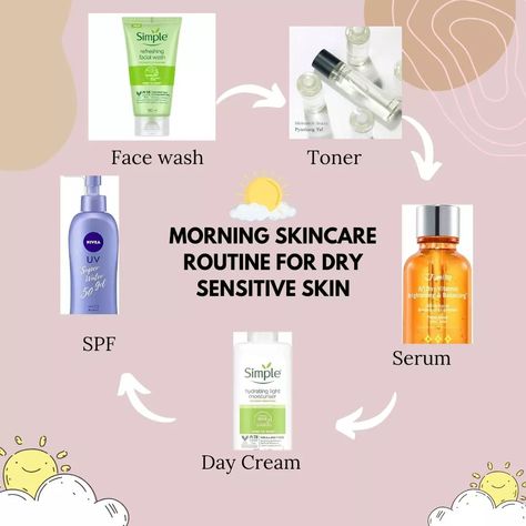 Do you have DRY SENSITIVE SKIN❓ Then this Morning Routine is for you, I have Dry and Sensitive Skin and I always like my Routine simple and quick. That's not all 🥰This COMBO gives Glowing Skin Products mentioned @simpleskin @simpleskincareindia Reveals a super-fresh, smoother and healthier-looking skin after every wash with Simple Kind to Skin Refreshing Facial Wash. Supercharged with a vitamin-rich formula – this is the same gentle care you know and love from Simple – made even more effec... Glowing Skin Products, Skincare Morning, Vitamins For Healthy Skin, Dry Acne Prone Skin, Sensitive Skin Serum, Sensitive Skin Care Routine, Simple Routine, Morning Skincare Routine, Skincare Blogger