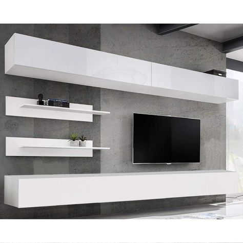 Tv Fal, Floating Entertainment Center, Modern Wall Units, Modern Tv Wall Units, Entertainment Wall Units, Room Tv Unit, Living Room Wall Units, Tv Unit Designs, Modern Entertainment Center