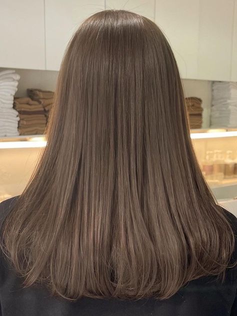 Korean ash brown hair color Neutral Hair Color Brown, Light Ash Brown Hair Solid Color, Mousy Brown Hair Color, Ash Based Brown Hair, Ash Brown Hair Natural, Level 7 Ash Brown Hair, Ashen Hair Color, Light Neutral Brown Hair Color, Ash Brown No Bleach