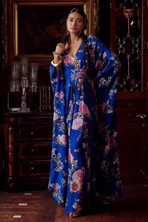 Indian Editorial, Dark Feminine Era, Elegant Fits, Blue Kaftan, Bride Things, Feminine Era, Kaftan For Women, Embroidered Shirt Dress, Kaftan Designs