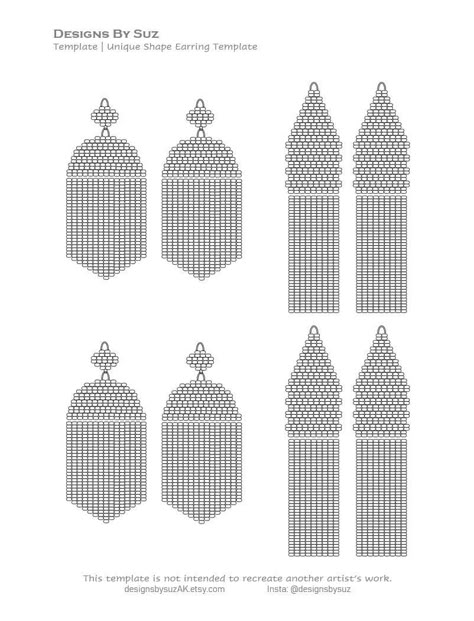 Beaded Earring Template, Beading Templates, Procreate Pocket, Seed Bead Bracelets Tutorials, Earring Shapes, Earring Template, Macrame Colar, Fall Bead, Handmade Jewlery