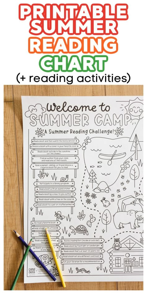 summer reading chart Summer Reading Crafts, Outdoor Reading Activities, Summer Reading Themes, Summer Reading Activities For Kids, Summer Reading Ideas, Summer Reading 2023, Reading Activities For Kids, Reading Charts For Kids Printable, Reading Logs Printable Free