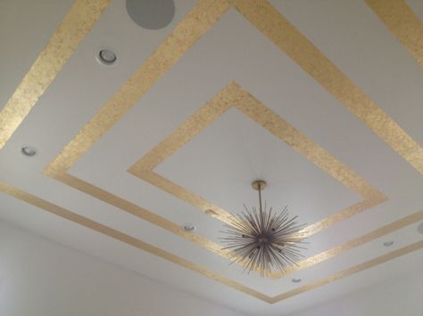 DIY gold leaf ceiling / so fun for a little girls room Ceiling Paint Colors, Ceiling Painting, Ceiling Art, Tape Painting, Ceiling Detail, Closet Organization Diy, By Any Means Necessary, Gold Diy, Painted Ceiling