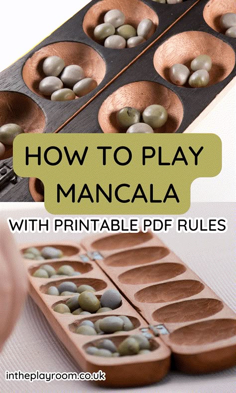 Mancala Game Rules, Homemade Wooden Board Games, Diy Mancala Game, Mini Diy Games, Ceramic Mancala Game, Mancala Board Painted, Wooden Board Games Diy, Mancala Board Diy, Wood Games For Kids