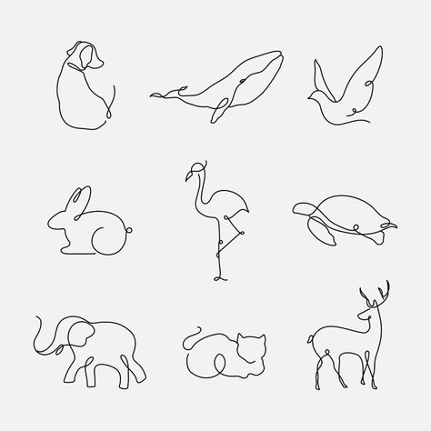 One Line Animals, Animal Line Art, Animal Line Drawings, Animal Outline, Vector Line Art, Logo Animal, Single Line Drawing, Vector Line, Animal Totem