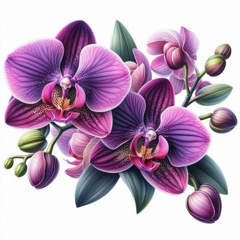 Watercolor Orchid, Orchids Painting, Watercolor Bouquet, Watercolor Flower Art, Free Business Card Mockup, Purple Orchids, Vector Flowers, Beautiful Orchids, Watercolor Flower