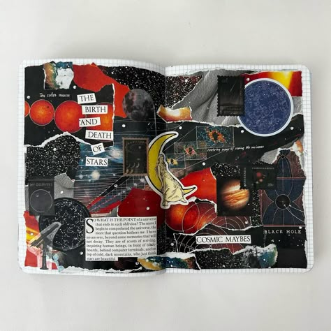 Universe-themed junk journal since there is a full moon today 🌕✨🔭 #junkjournal #junkjournaling #collage Junk Journal Themes Ideas, Universe Journal, Full Moon Today, Desktop Layout, Space Journal, Moon Today, Collage Journal, Letter Ideas, Journal 3