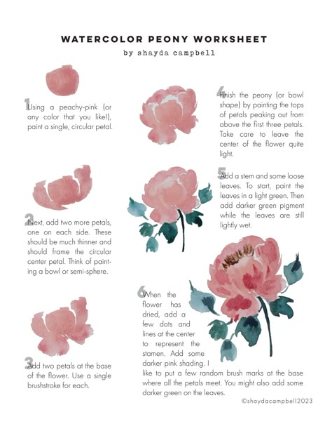 How To Paint A Peony, How To Draw A Peony, Easy Peony Painting, Peony Drawing Tutorial, Peonies Drawing Simple, Simple Peony Painting, How To Paint Peonies, Peony Painting Acrylic Easy, Water Colour Flower Paintings