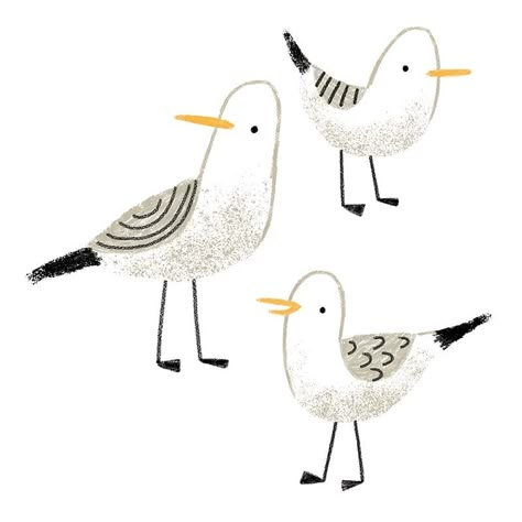 Kyan Cheng en Instagram: “As promised, my second post today! I confess I'm not the biggest fan of seagulls but they're pretty fun to draw! #illustration #birds…” Doodle Birds Simple, Cute Seagull Drawing, Birds Illustration Drawing, Cartoon Birds Cute, Simple Bird Illustration, Seagull Doodle, Cute Birds Drawing, Seagull Drawing, Cute Bird Illustration