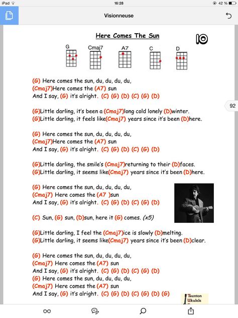 Here Comes The Sun Ukulele Chords, Here Comes The Sun Ukulele, Ukelele Chords Ukulele Songs, Ukulele Songs Beginner, Easy Ukulele Songs, Song Chords, Learning Ukulele, Ukulele Chords Chart, Ukulele Chords Songs